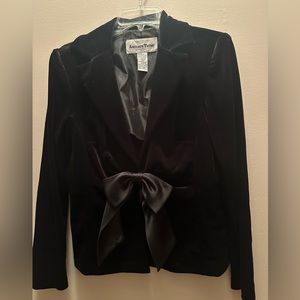 Another Thyme brand black velvety jacket w/ satin bow size Small